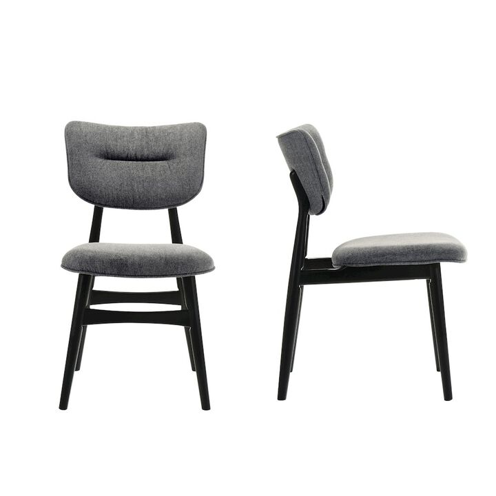 Omax Decor Joss Solid Wood Dining Chairs in Gray Fabric Upholstery (Set of 2)
