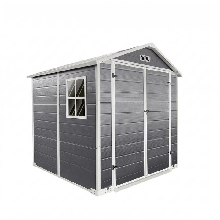 Plastic Outdoor Storage Shed with Floor & Lockable Door