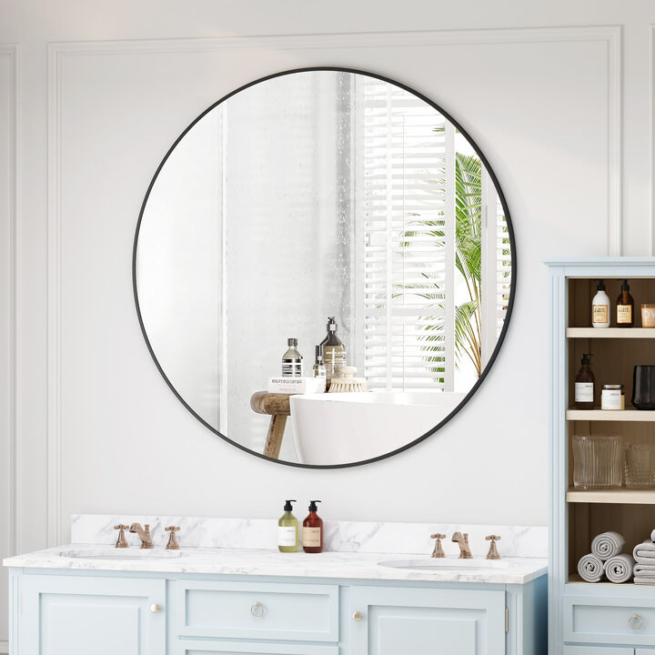 Streamdale Black Circular Mirror, Wall Mounted, 42