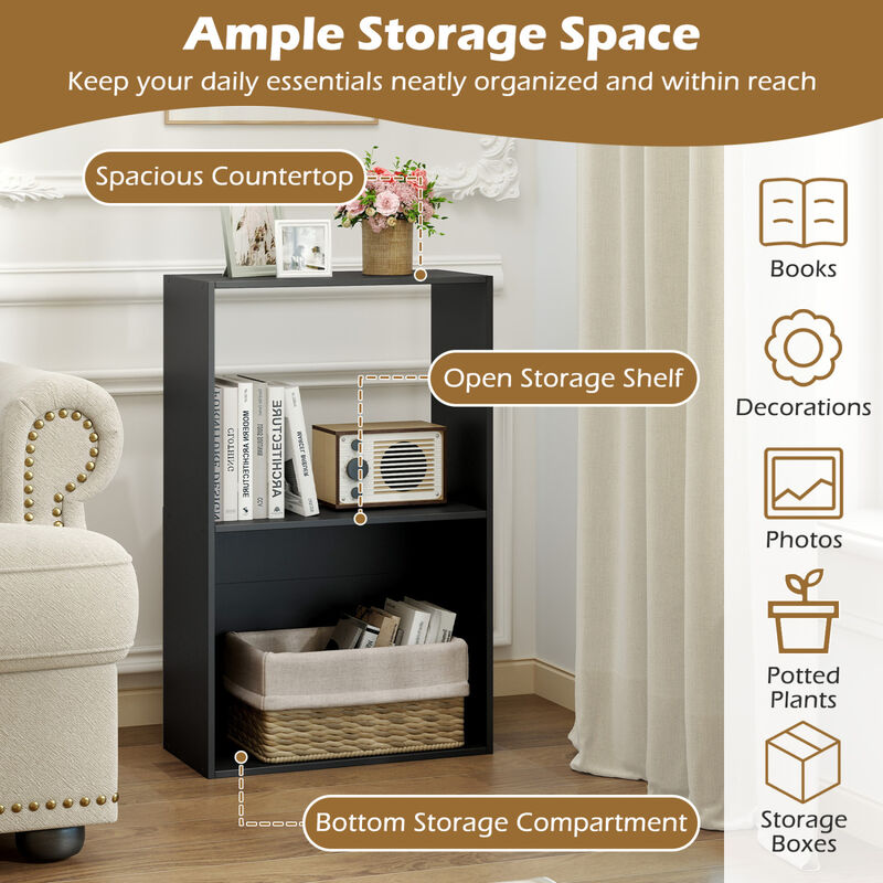 Freestanding 3-Tier Bookshelf with Open Storage Compartments image number 5