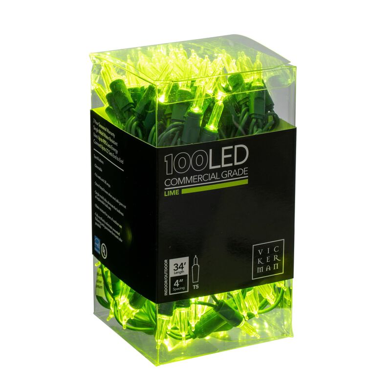 Vickerman X4G7133 Light Set Features 100 LED Lights on Green Wire with 4" Bulb Spacing, 33', Lime image number 2