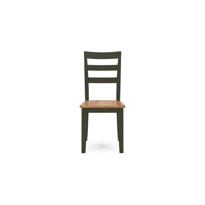 Gasy Dining Side Chair Set of 2, Dark Green Solid Wood, Contoured Seat - Benzara