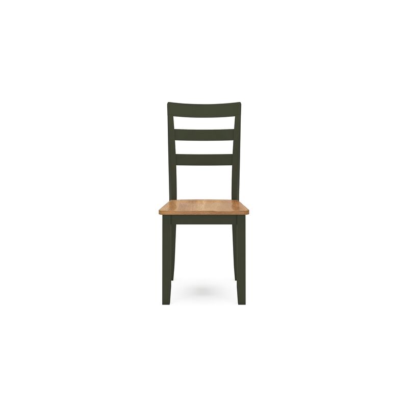 Gasy Dining Side Chair Set of 2, Dark Green Solid Wood, Contoured Seat - Benzara