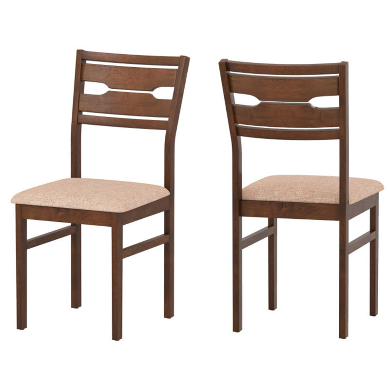 Set of 2 Dining Chairs with Solid Rubber Wood Frame and Comfortable Padded Seat-Brown image number 0
