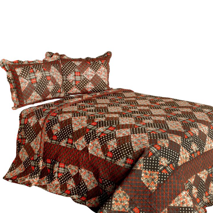 Vermicelli Quilted Cotton Striped Printed Quilt Set Queen Size Bubbly Design Set