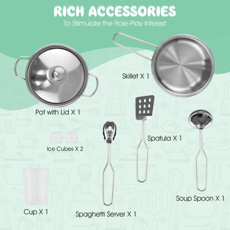 Hivvago Kids Corner Wooden Kitchen Playset with Cookware Accessories