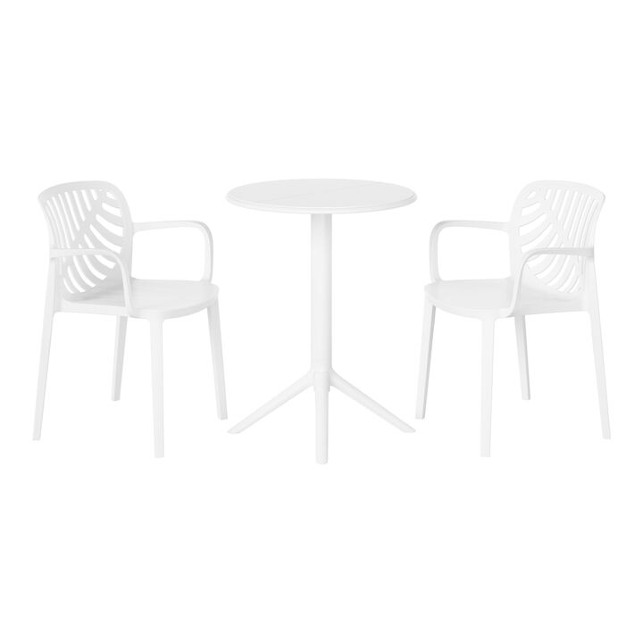 WestinTrends 3-Piece Outdoor Resin Patio Bistro Table Set with Stackable Patio Dining Side Chairs For 2