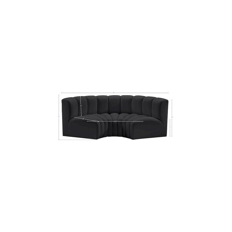Meridian Furniture Arc Black Vegan Leather Modular Sofa