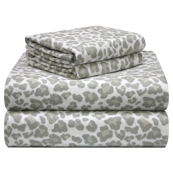 Pointehaven 180 GSM Velvet Feel Luxury Cotton Bunnies Printed Flannel Deep Pocket 4 pc Sheet Set, Full