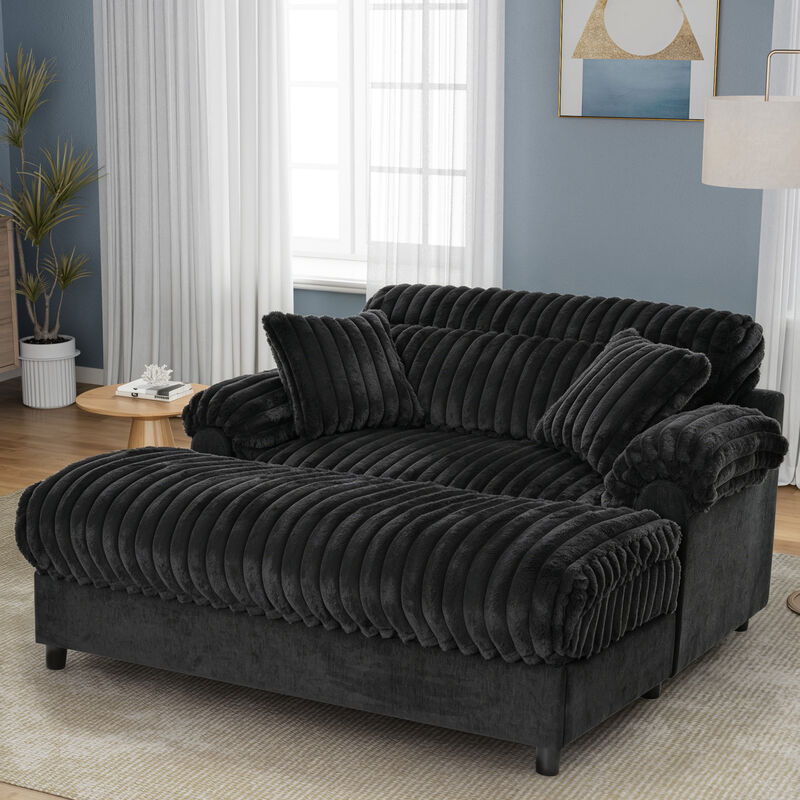Whisen 62" Accent Chair with 2 Pillows, Faux Fur, Living Room image number 1