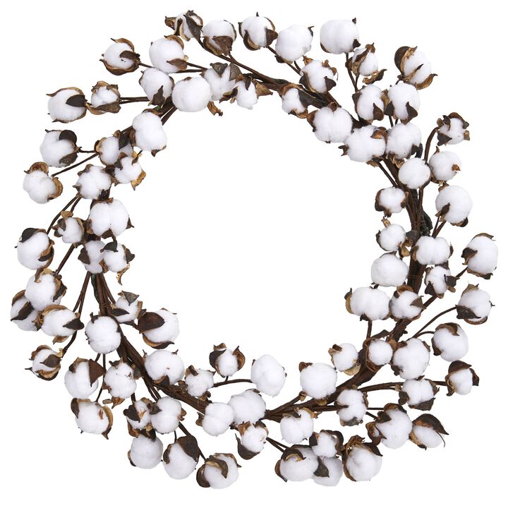 Hivvago 20" Cotton Ball Wreath