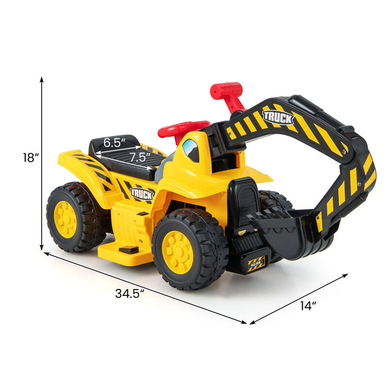 6V Kids Electric Excavator Ride On Toy with Folding Basketball Hoop image number 2