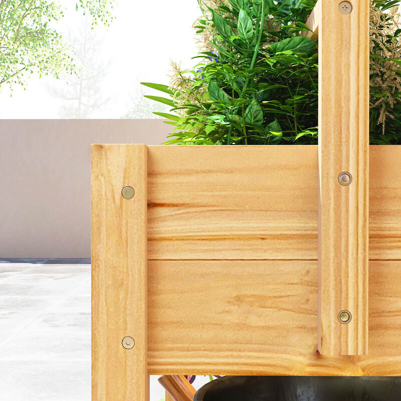 Hivvago Raised Wooden Planter for Outdoor Gardening image number 7