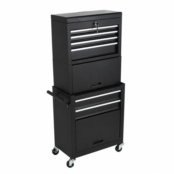 ELEMENT ACE 2-in-1 Detachable Lockable 6-Drawer Rolling Tool Cabinet with Universal Wheels Storage Organizer for Garage Workshop and Repair Shop Use
