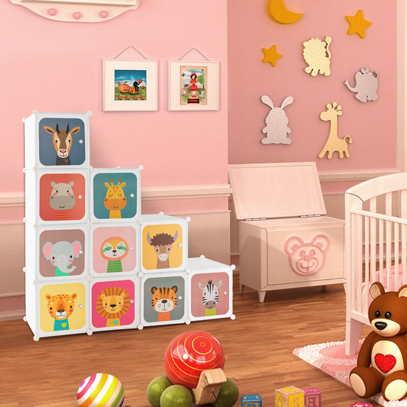 12 Cube Kids Wardrobe Closet with Hanging Section and Doors image number 1