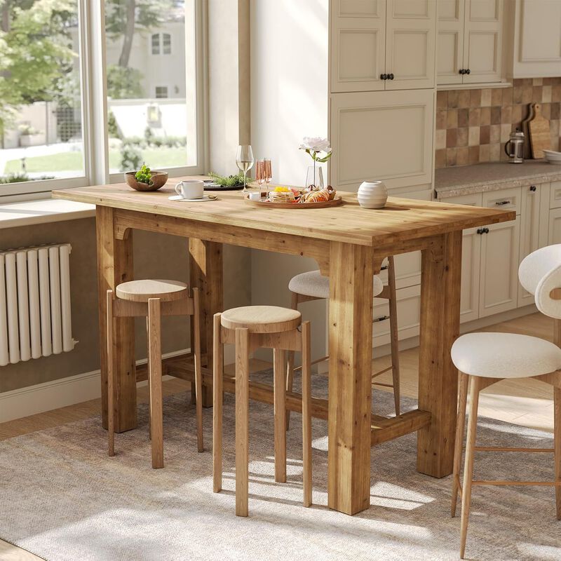 Wooden Bar Dining Table with Counter Height Design for Kitchen and Dining Room image number 6