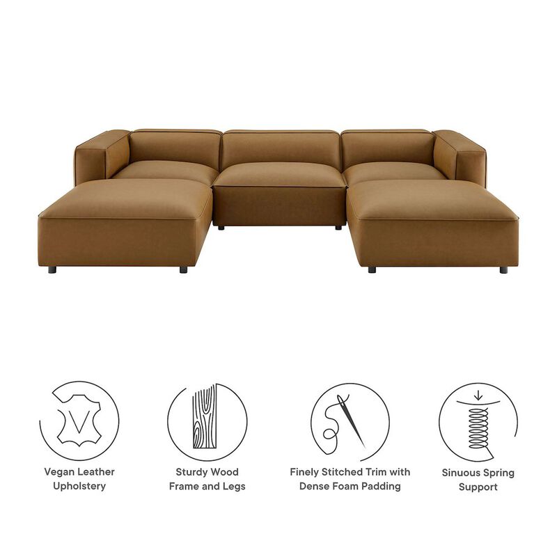 Auren 5-Piece Upholstered Vegan Leather Modular U-Shaped Sofa image number 5