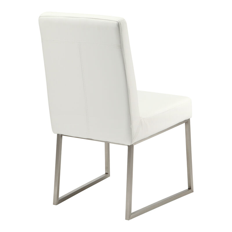HomeRoots Set of Two White and Silver Faux Leather Dining Side Chairs image number 3