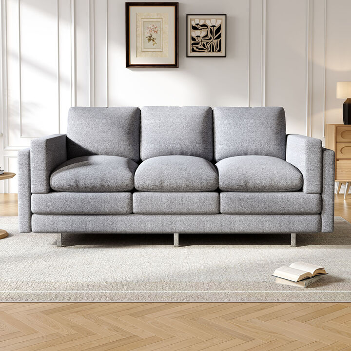 Merax Modern 3-Seater Chenille Sofa with Double-Layer Armrest