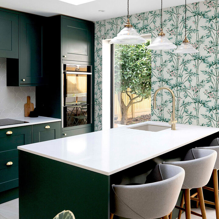 Ayumi White Glitter Bamboo Wallpaper