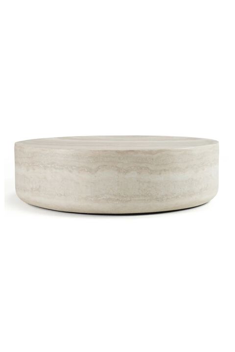 Round Travertine Coffee Table | OROA Modern Cozad