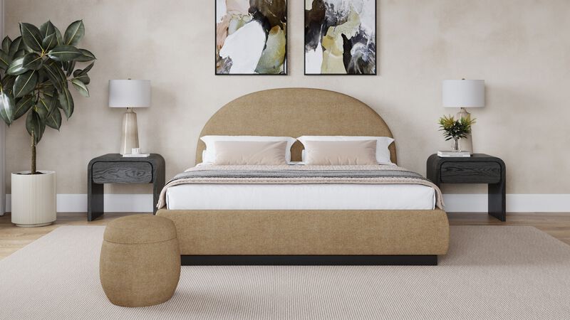 Flex Upholstered Bed in Porcini Chenille