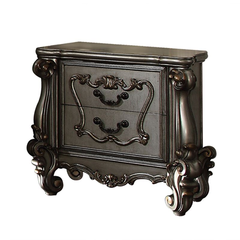 2pc Queen Bedroom Set, Silver and Gray, Nightstand image number 5