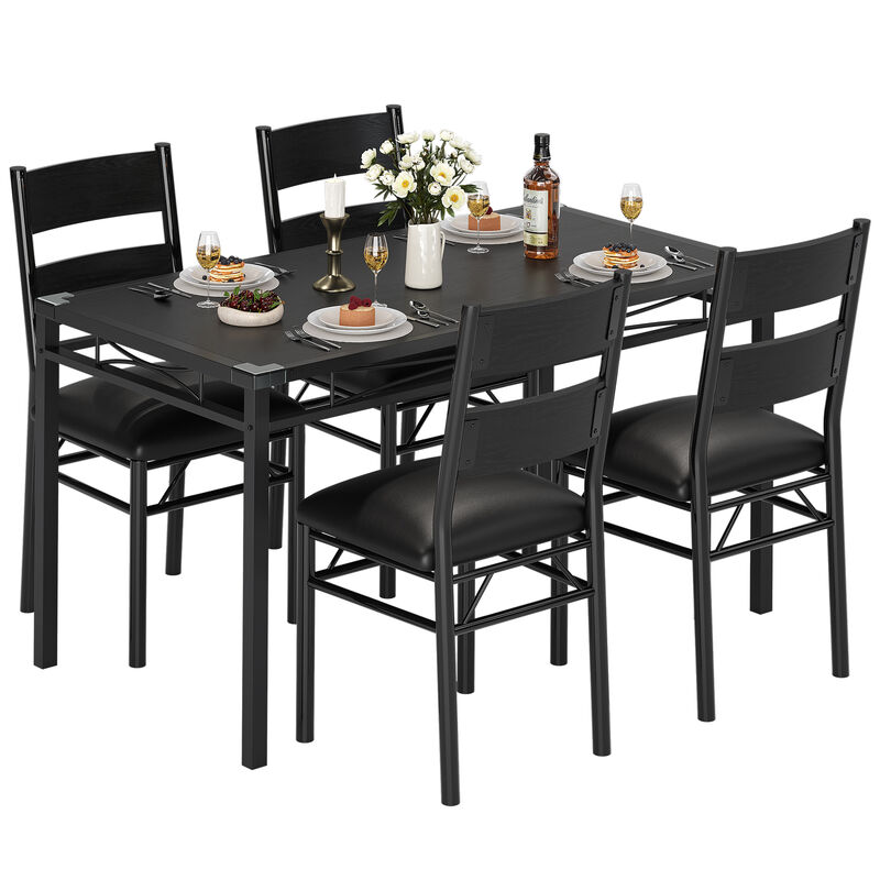 Space Saving 5-Piece Dining Table Set. Sturdy Wood Table & Padded Chairs with Corner Guards. Compact Design for Apartment Kitchen Breakfast Nook image number 0