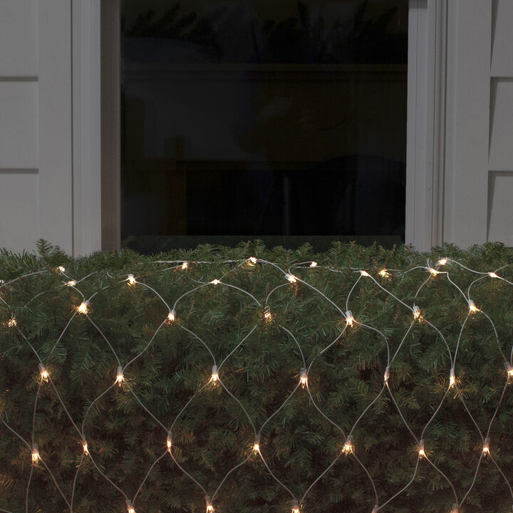 4' x 6' Clear Mini Net Style Christmas Lights  White Wire