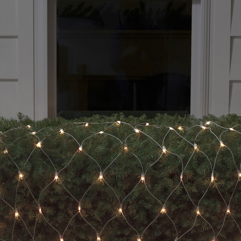 4' x 6' Clear Mini Net Style Christmas Lights  White Wire