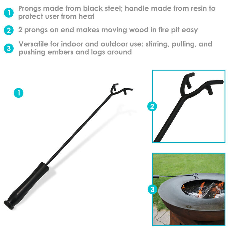 Sunnydaze 16 in Steel Fire Pit Poker with Heat Resistant Handle