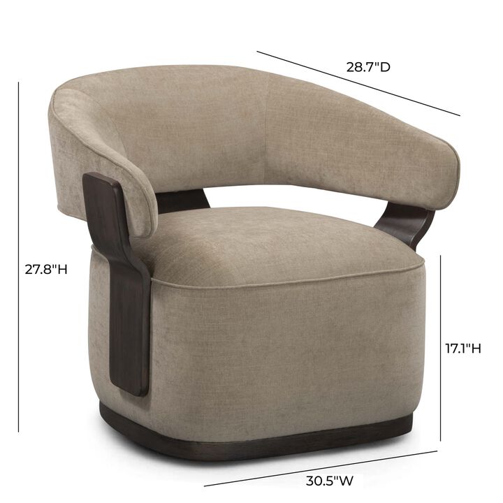 TOV Furniture Madison Linen Chenille Swivel Accent Chair in Stone