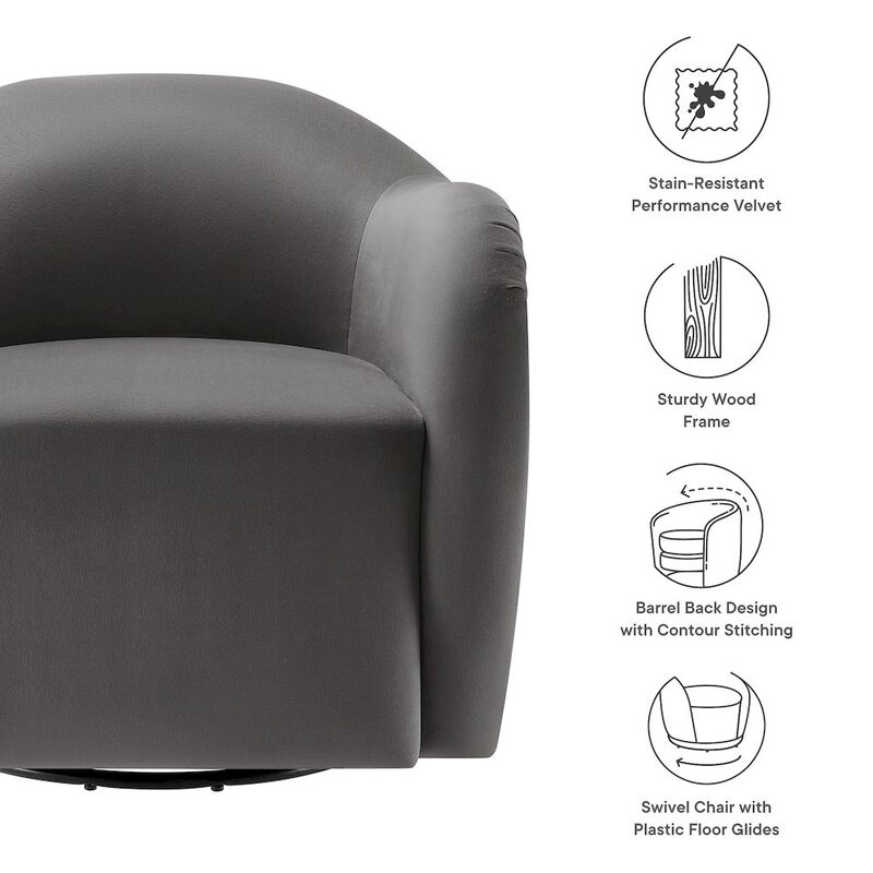 Compose Performance Velvet Swivel Armchair image number 2