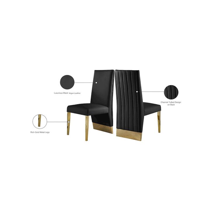 Meridian Furniture Porsha Black Vegan Leather Dining Chair, Set of 2
