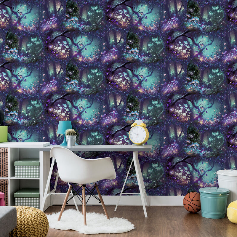 Oleda Dark Blue Magical Garden Wallpaper image number 1