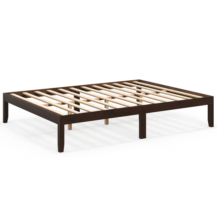 Bed Frame with Wooden Slats Support and Rubber Wood Legs for Durability and Classic Design