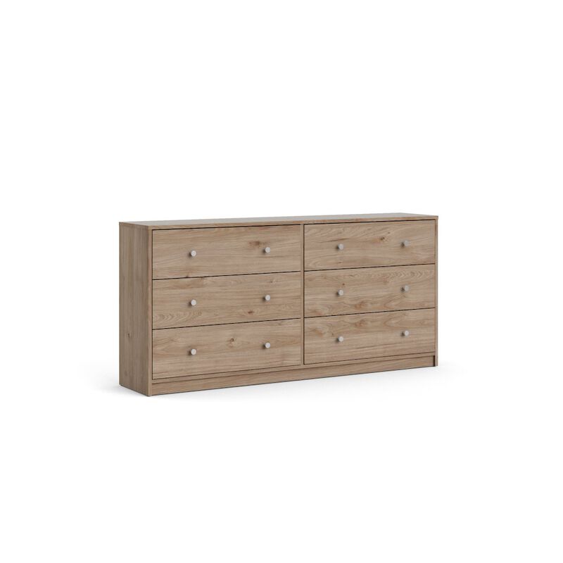 Tvilum Portland 6 Drawer Double Dresser, Jackson Hickory
