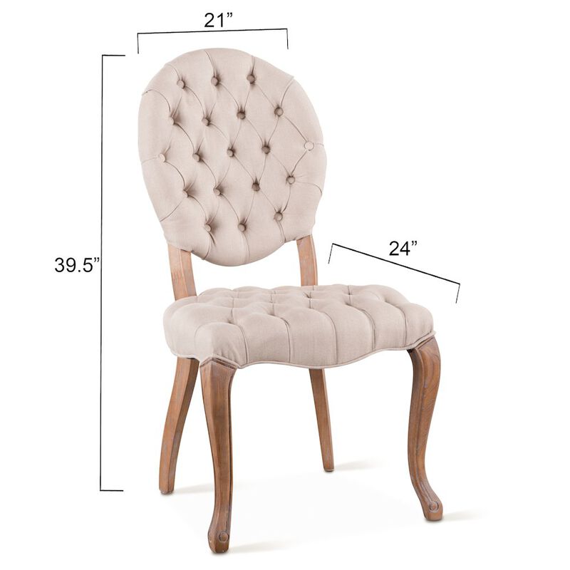World Interiors Portia Tufted Dining Chair in Beige Linen