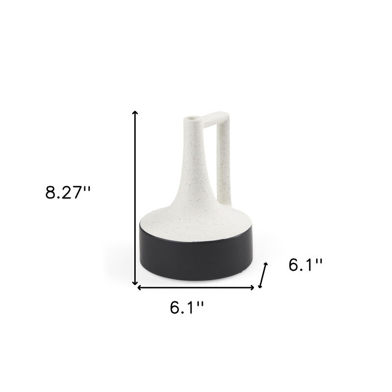 HomeRoots 8" Black And White Ombre Ceramic Jug Vase image number 3