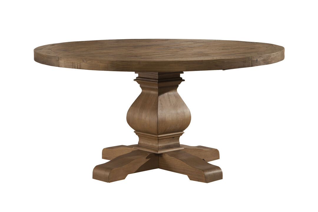 Kensington Round Solid Pine Dining Table, Reclaimed Natural