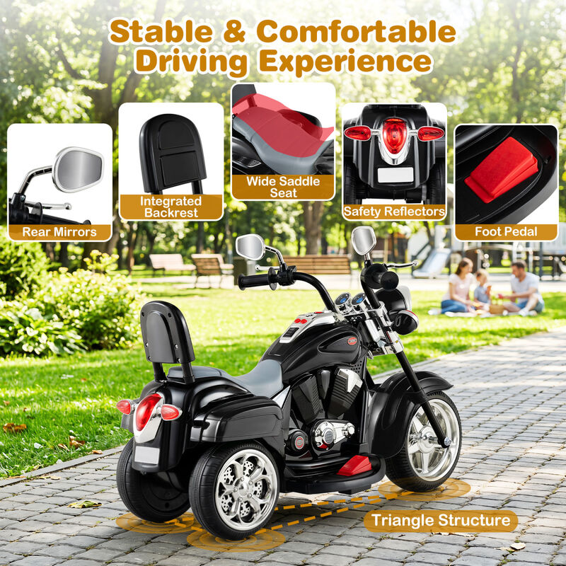 6V Toddler Electric Ride-On Bike with 3 Wheels, Horn and Front Headlight image number 6