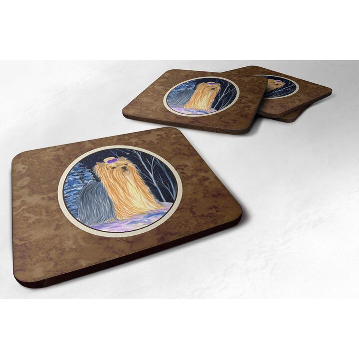 Caroline's Treasures SS8365FC Starry Night Yorkie Foam Coasters Set of 4 (Set of 4), 3.5 H x 3.5 W, Multicolor