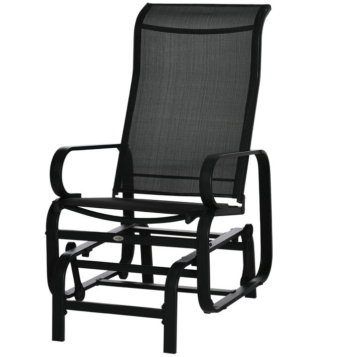 Outsunny Outdoor Glider Chair, Gliders for Outside Patio with Smooth Rocking Mechanism and Lightweight Construction for Backyard, Black
