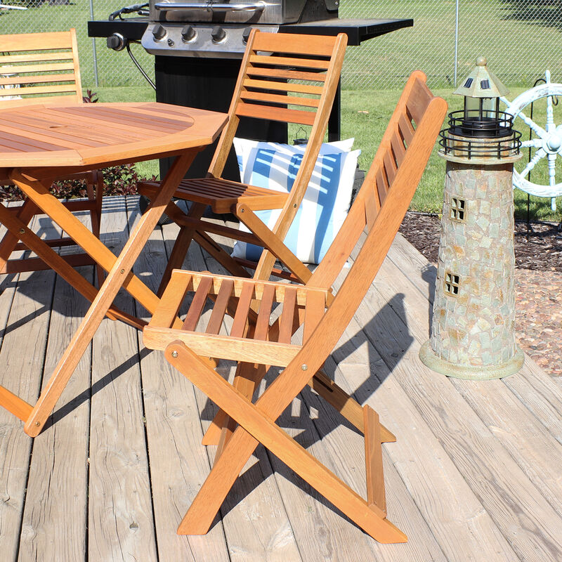 Sunnydaze Meranti Wood Folding Patio Dining Chair - Set of 2