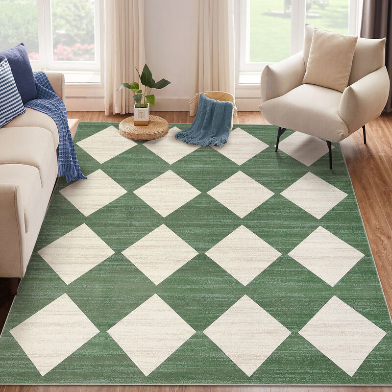 9X12 FT Living Room Rug Washable Area Rug for Bedroom Classroom Low Pile image number 1