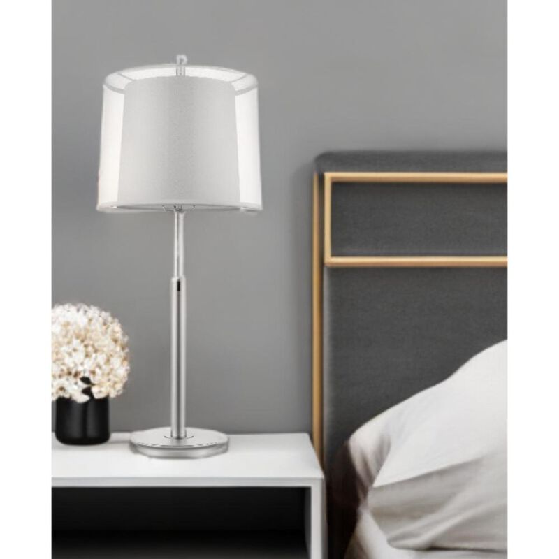 Hivvago 31" Silver Metal Table Lamp With White Empire Shade