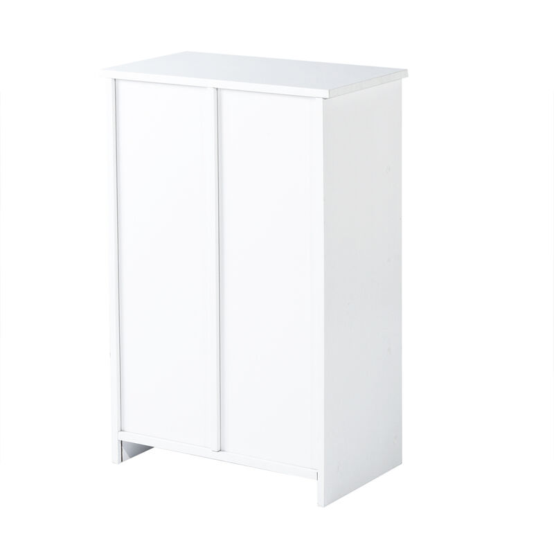 Pure White Wood Floor Storage Organizer Cabinet with 4 Drawers and 1 Door Cabinet 3 Shelves