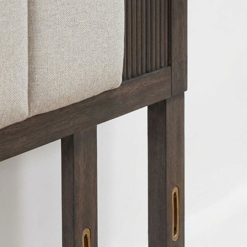 Upholstered Caffe Headboard with Modern Panel Design and Mounting Hardware image number 4