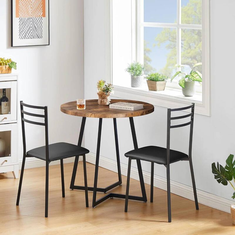 Contemporary 3-Piece Breakfast Nook Set – Round Table & Chairs