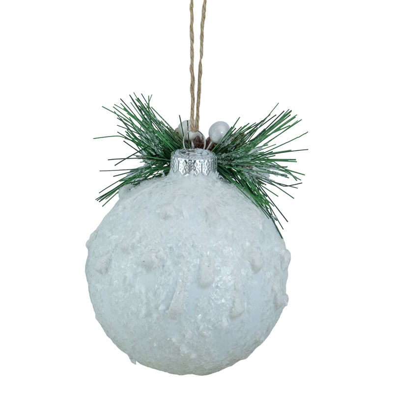 5" White Frosted NOEL With Holly and Berries Christmas Glass Ornament image number 5